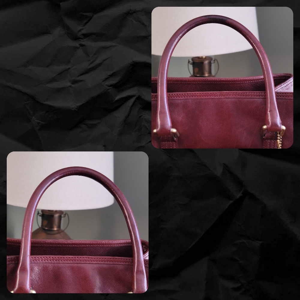 Coach 9704 Buffalo Hide Paper Bag Tote Mahogany Brown Leather Vintage Bag - Picture 15 of 16